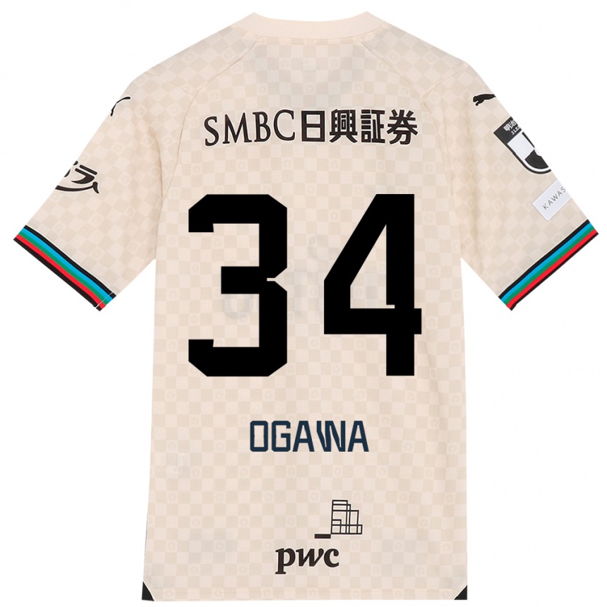 Kids Football Hiroto Ogawa #34 White Gray Away Jersey 2024/25 T-Shirt Uk