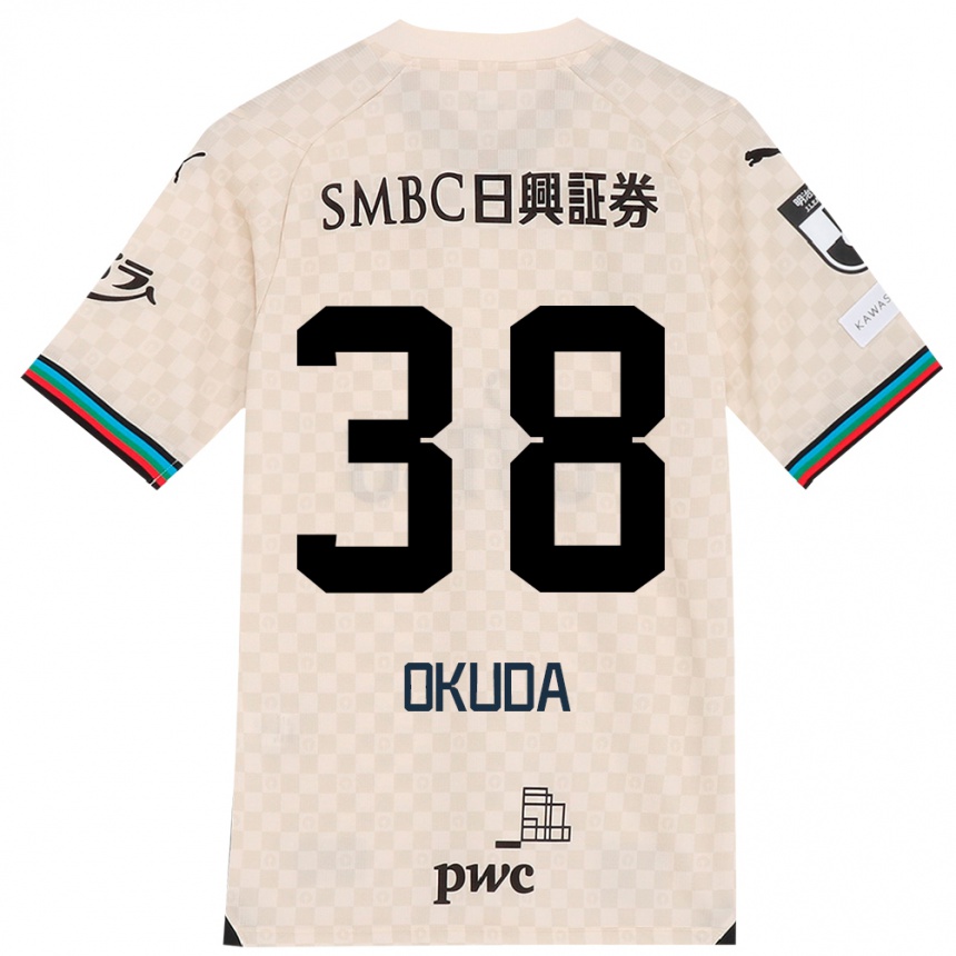 Kids Football Yuma Okuda #38 White Gray Away Jersey 2024/25 T-Shirt Uk