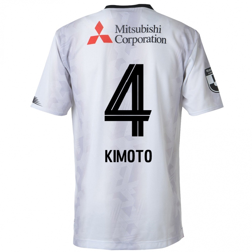 Kids Football Yasuki Kimoto #4 White Black Away Jersey 2024/25 T-Shirt Uk