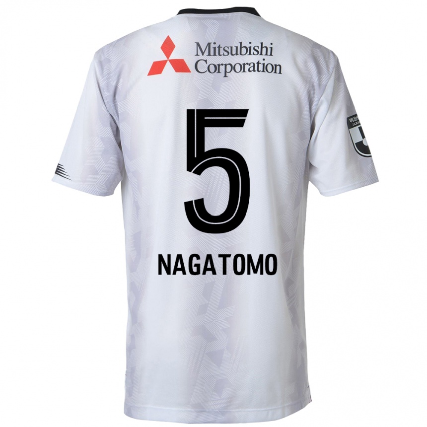 Kids Football Yuto Nagatomo #5 White Black Away Jersey 2024/25 T-Shirt Uk