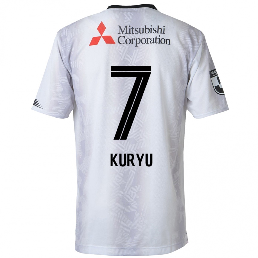 Kids Football Kuryu Matsuki #7 White Black Away Jersey 2024/25 T-Shirt Uk