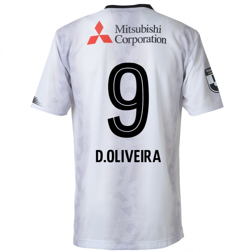 Kids Football Diego Oliveira #9 White Black Away Jersey 2024/25 T-Shirt Uk