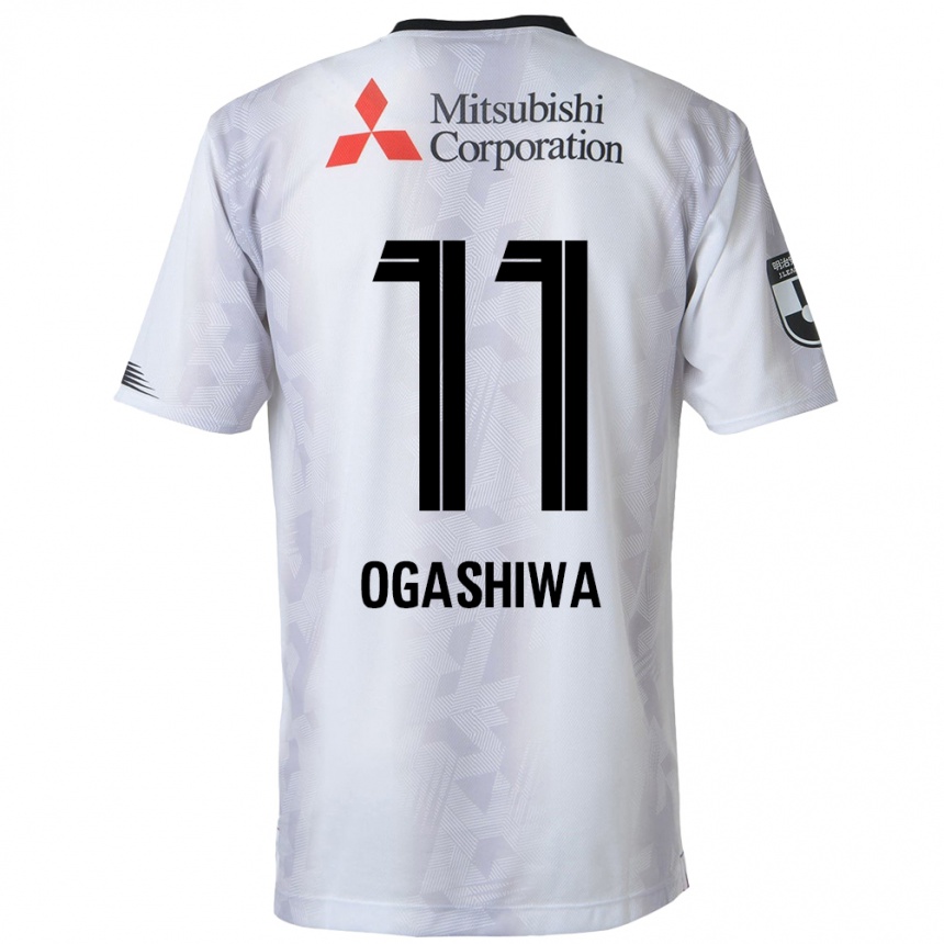 Kids Football Tsuyoshi Ogashiwa #11 White Black Away Jersey 2024/25 T-Shirt Uk