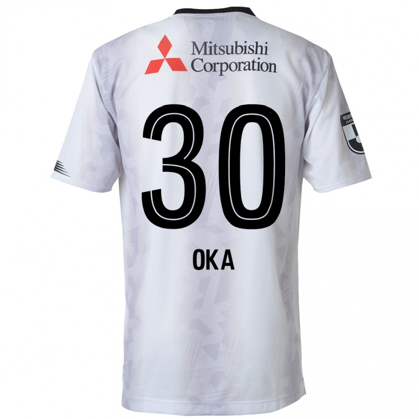 Kids Football Teppei Oka #30 White Black Away Jersey 2024/25 T-Shirt Uk