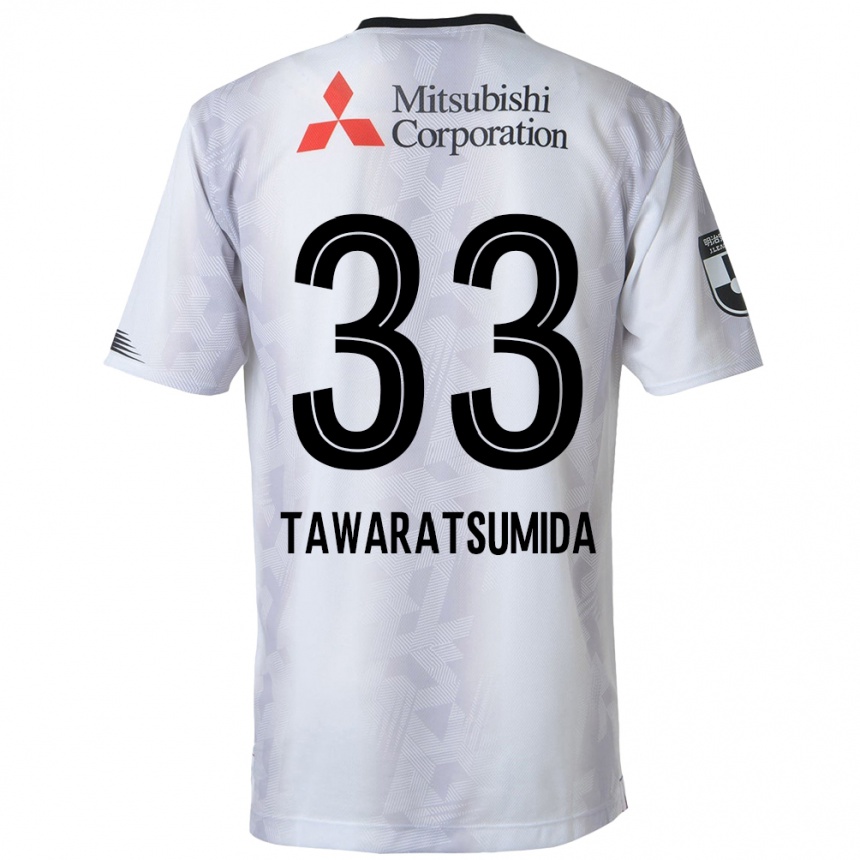 Kids Football Kota Tawaratsumida #33 White Black Away Jersey 2024/25 T-Shirt Uk