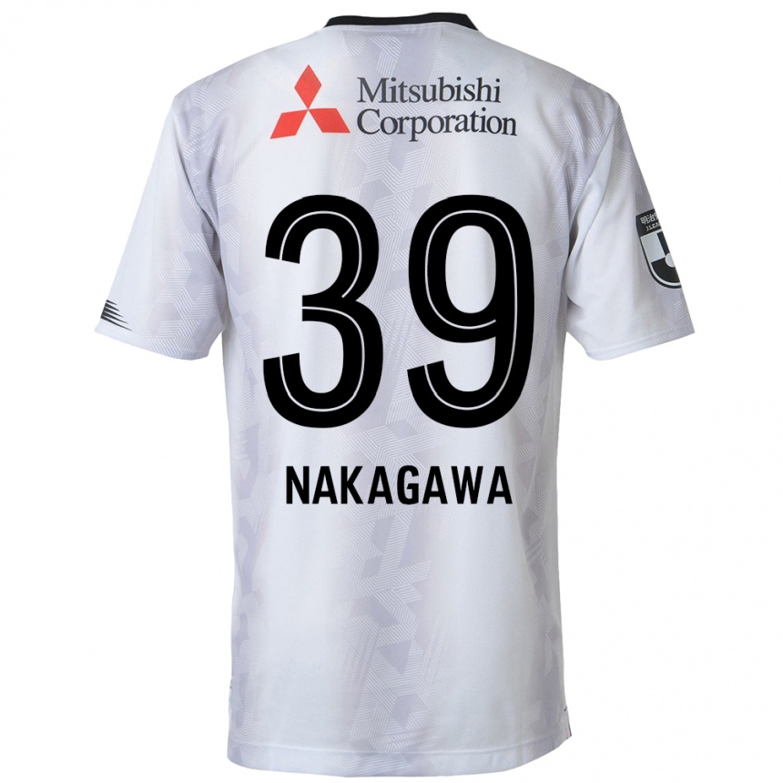 Kids Football Teruhito Nakagawa #39 White Black Away Jersey 2024/25 T-Shirt Uk