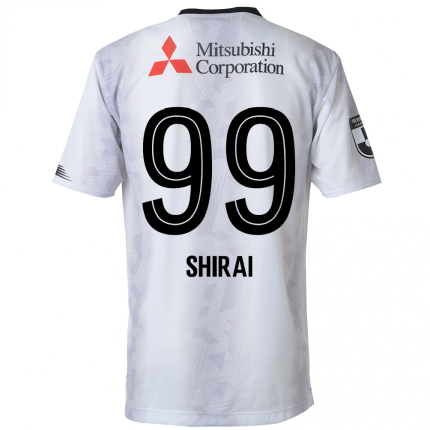 Kids Football Kosuke Shirai #99 White Black Away Jersey 2024/25 T-Shirt Uk