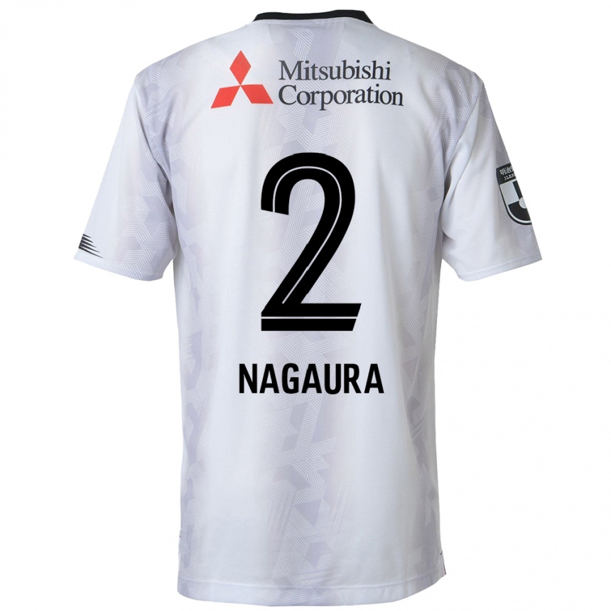 Kids Football Koshi Nagaura #2 White Black Away Jersey 2024/25 T-Shirt Uk