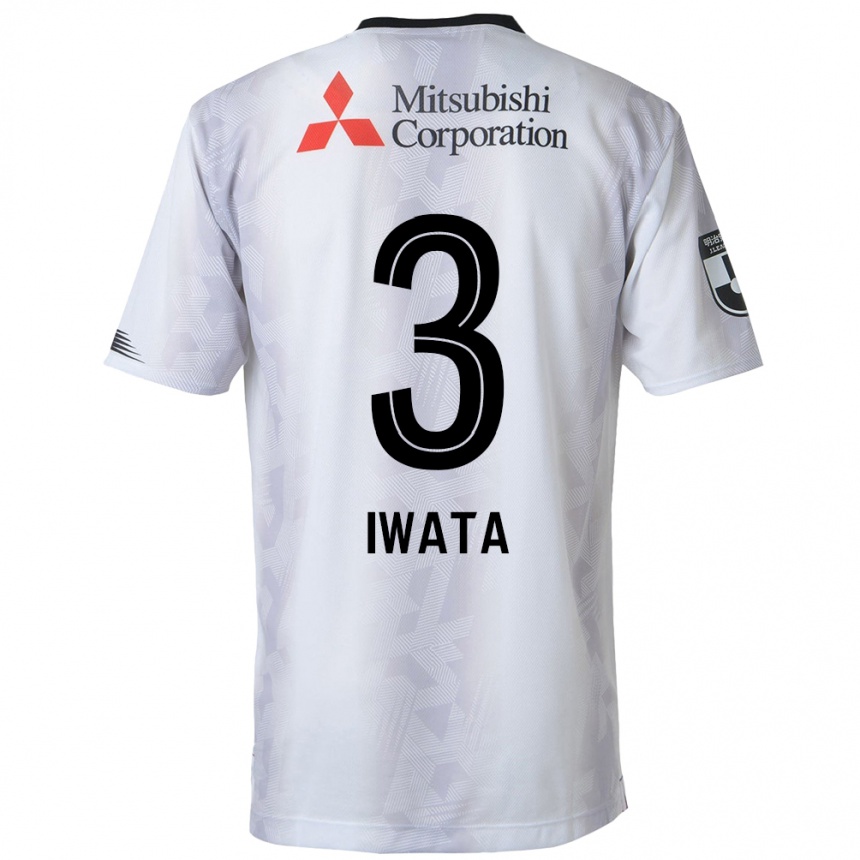 Kids Football Yuki Iwata #3 White Black Away Jersey 2024/25 T-Shirt Uk