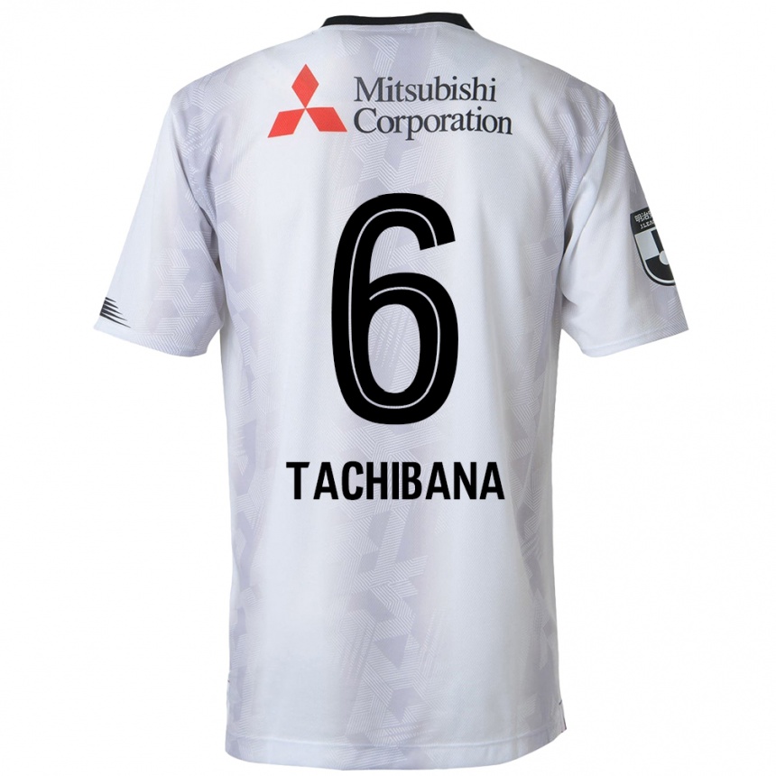 Kids Football Keigo Tachibana #6 White Black Away Jersey 2024/25 T-Shirt Uk