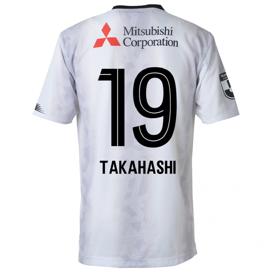 Kids Football Yuya Takahashi #19 White Black Away Jersey 2024/25 T-Shirt Uk