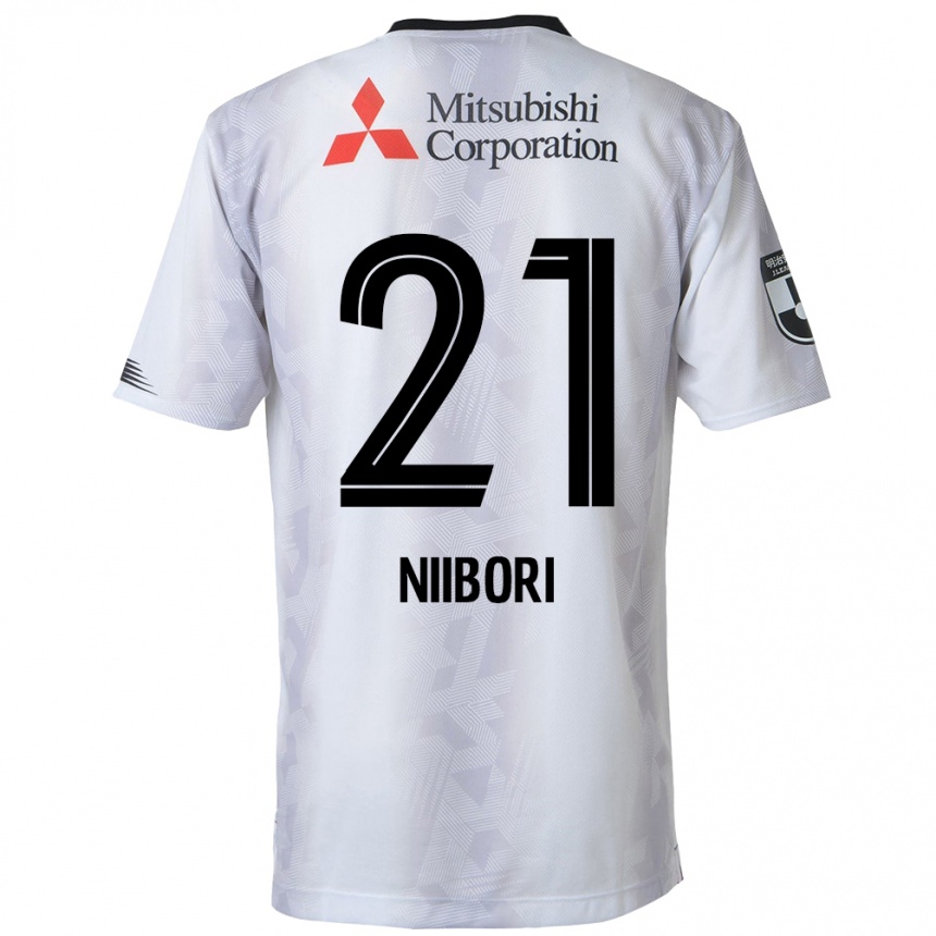 Kids Football Keita Niibori #21 White Black Away Jersey 2024/25 T-Shirt Uk