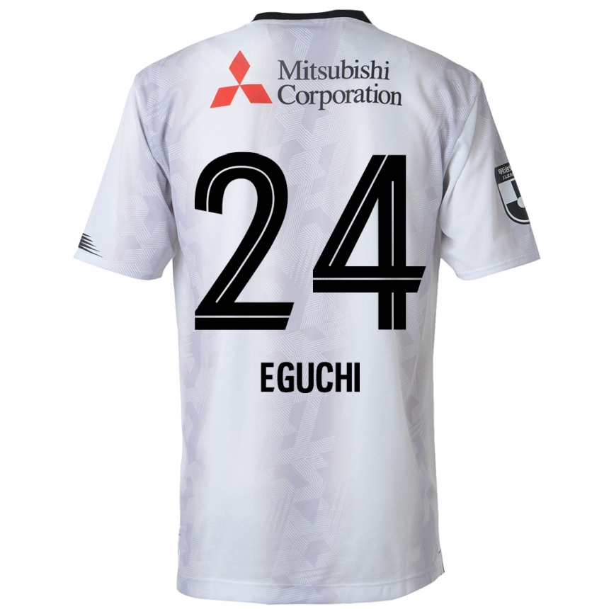 Kids Football Kaito Eguchi #24 White Black Away Jersey 2024/25 T-Shirt Uk