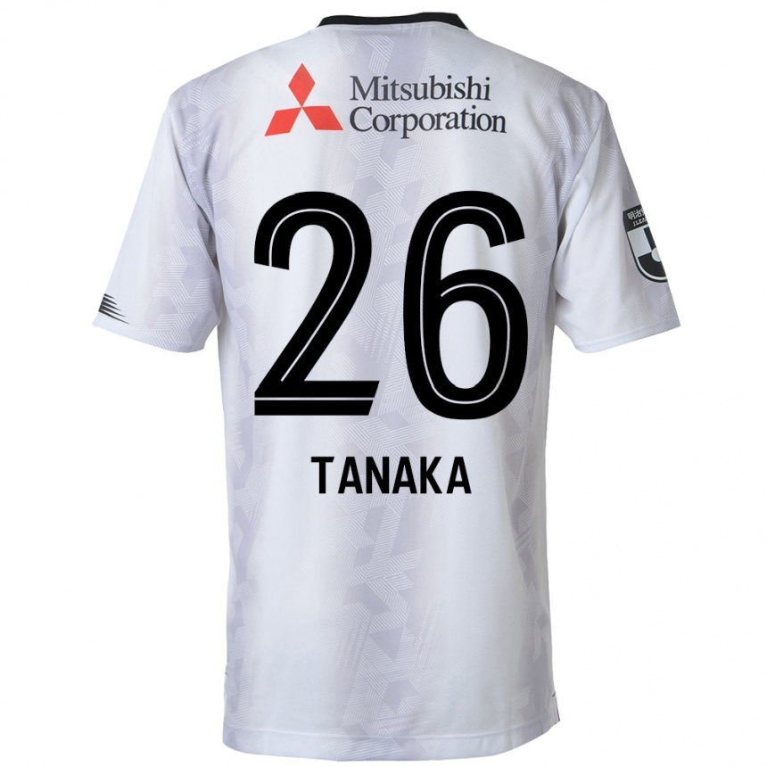 Kids Football Haruto Tanaka #26 White Black Away Jersey 2024/25 T-Shirt Uk