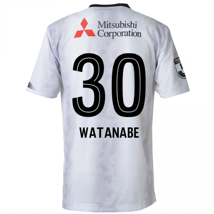 Kids Football Matthew Watanabe #30 White Black Away Jersey 2024/25 T-Shirt Uk