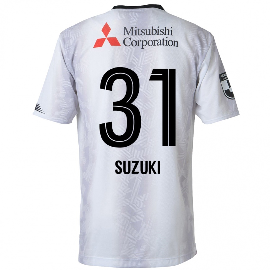 Kids Football Kaede Suzuki #31 White Black Away Jersey 2024/25 T-Shirt Uk