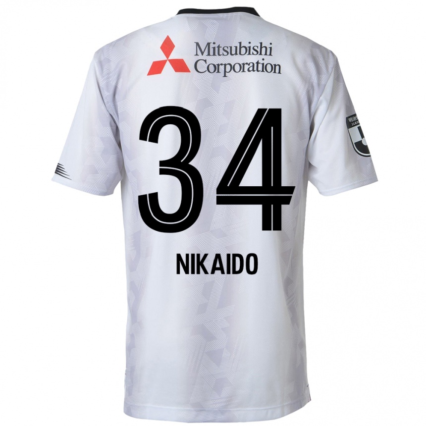 Kids Football Rintaro Nikaido #34 White Black Away Jersey 2024/25 T-Shirt Uk