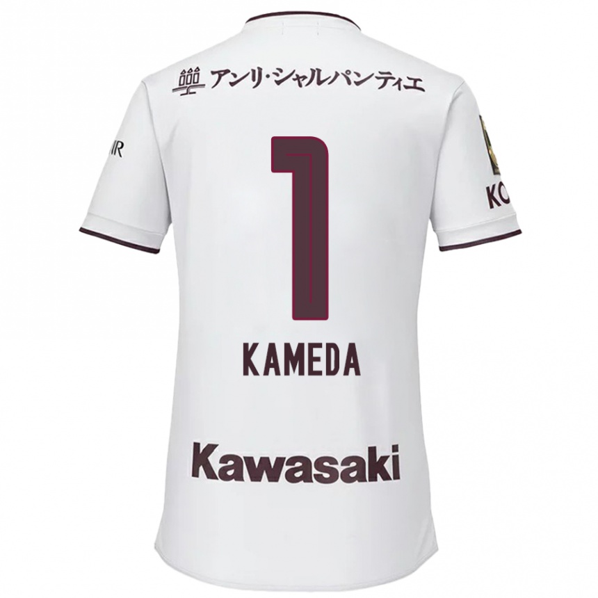 Kids Football Taiga Kameda #1 White Red Away Jersey 2024/25 T-Shirt Uk