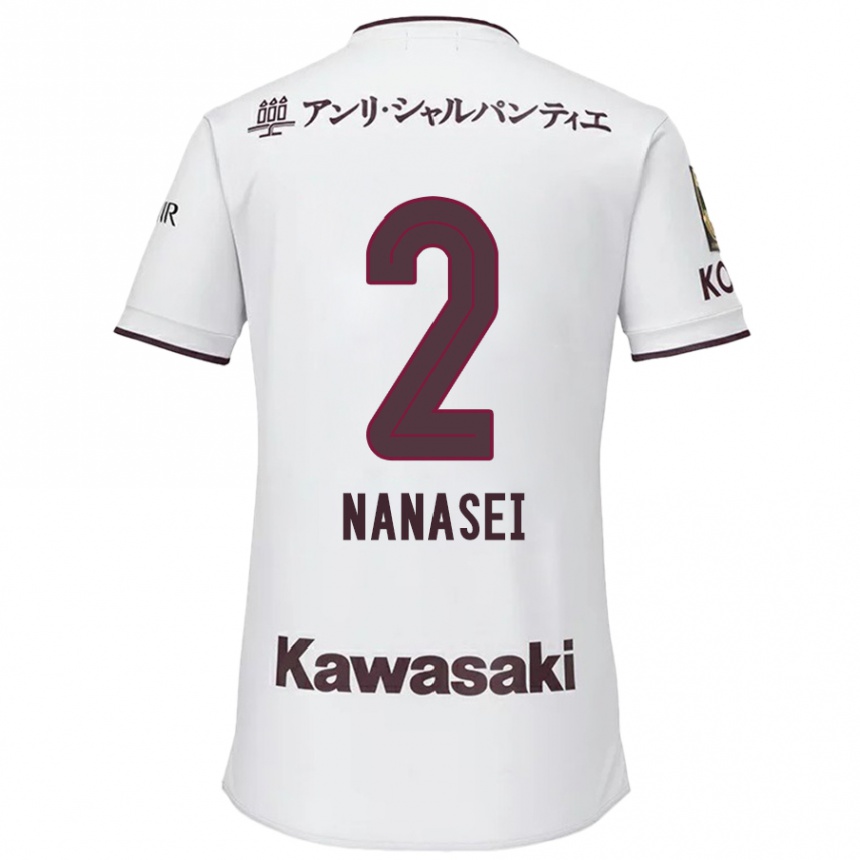 Kids Football Nanasei Iino #2 White Red Away Jersey 2024/25 T-Shirt Uk