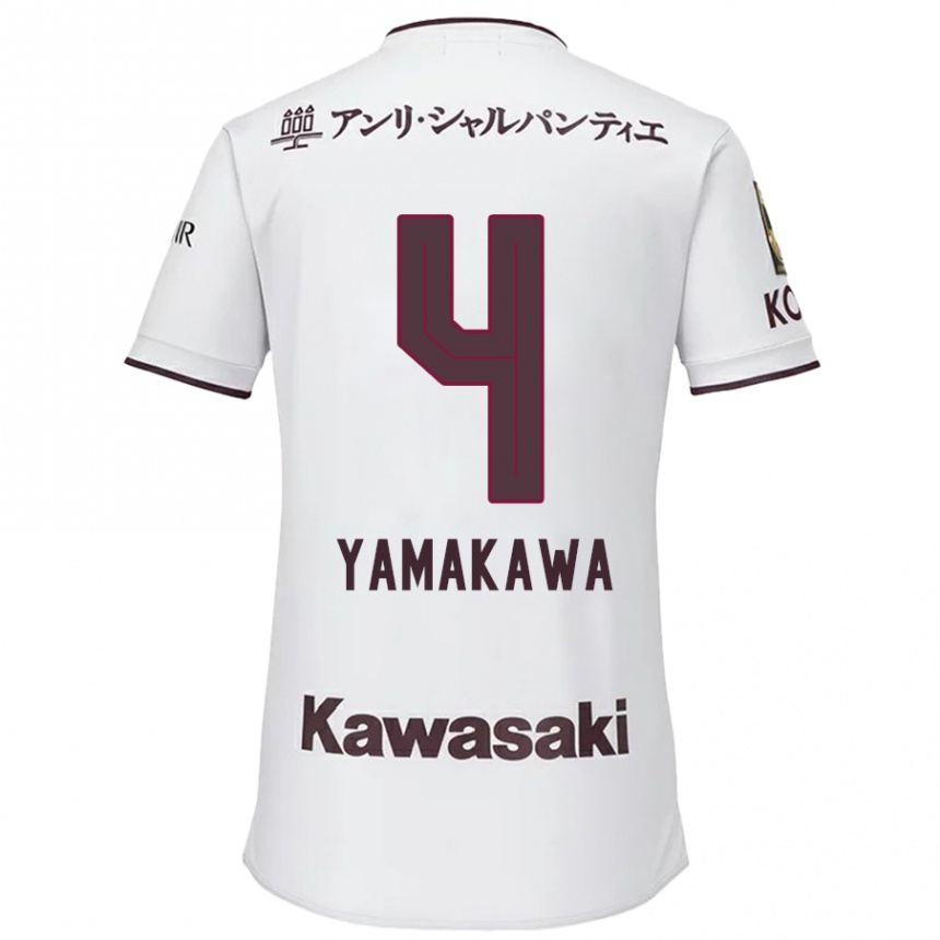 Kids Football Tetsushi Yamakawa #4 White Red Away Jersey 2024/25 T-Shirt Uk