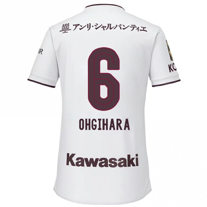 Kids Football Takahiro Ogihara #6 White Red Away Jersey 2024/25 T-Shirt Uk