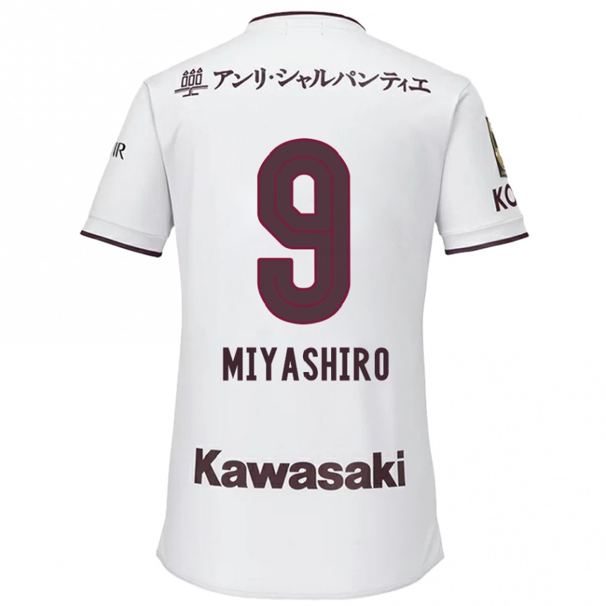 Kids Football Taisei Miyashiro #9 White Red Away Jersey 2024/25 T-Shirt Uk