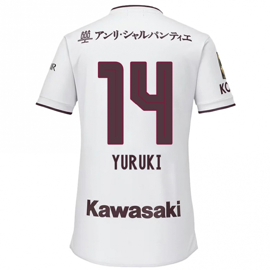 Kids Football Koya Yuruki #14 White Red Away Jersey 2024/25 T-Shirt Uk