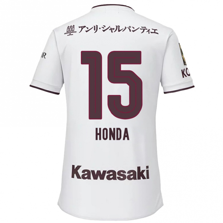 Kids Football Yuki Honda #15 White Red Away Jersey 2024/25 T-Shirt Uk