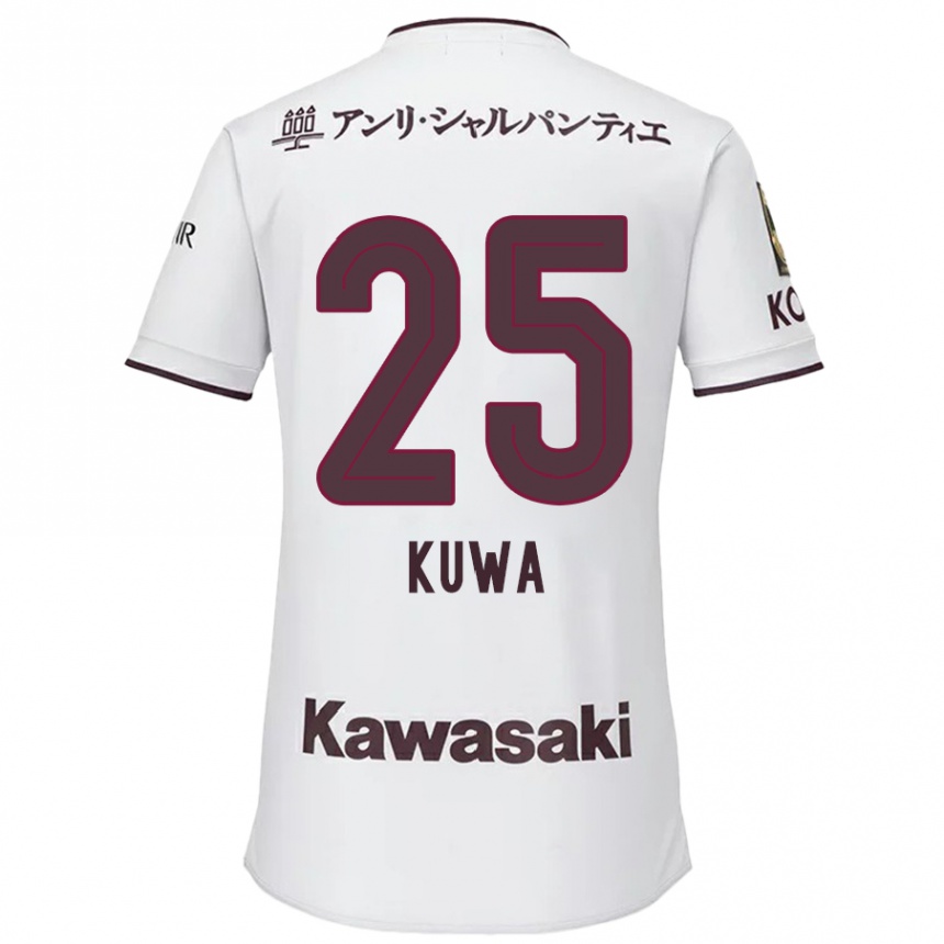 Kids Football Yuya Kuwasaki #25 White Red Away Jersey 2024/25 T-Shirt Uk