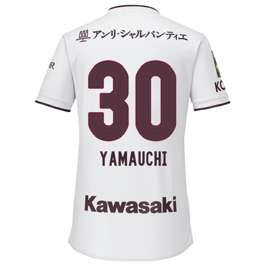 Kids Football Kakeru Yamauchi #30 White Red Away Jersey 2024/25 T-Shirt Uk