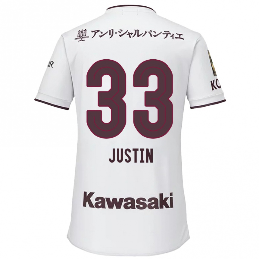 Kids Football Justin Homma #33 White Red Away Jersey 2024/25 T-Shirt Uk