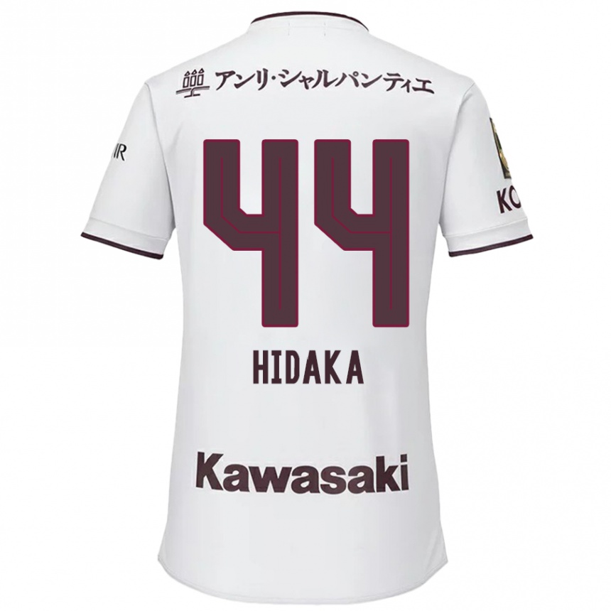 Kids Football Mitsuki Hidaka #44 White Red Away Jersey 2024/25 T-Shirt Uk