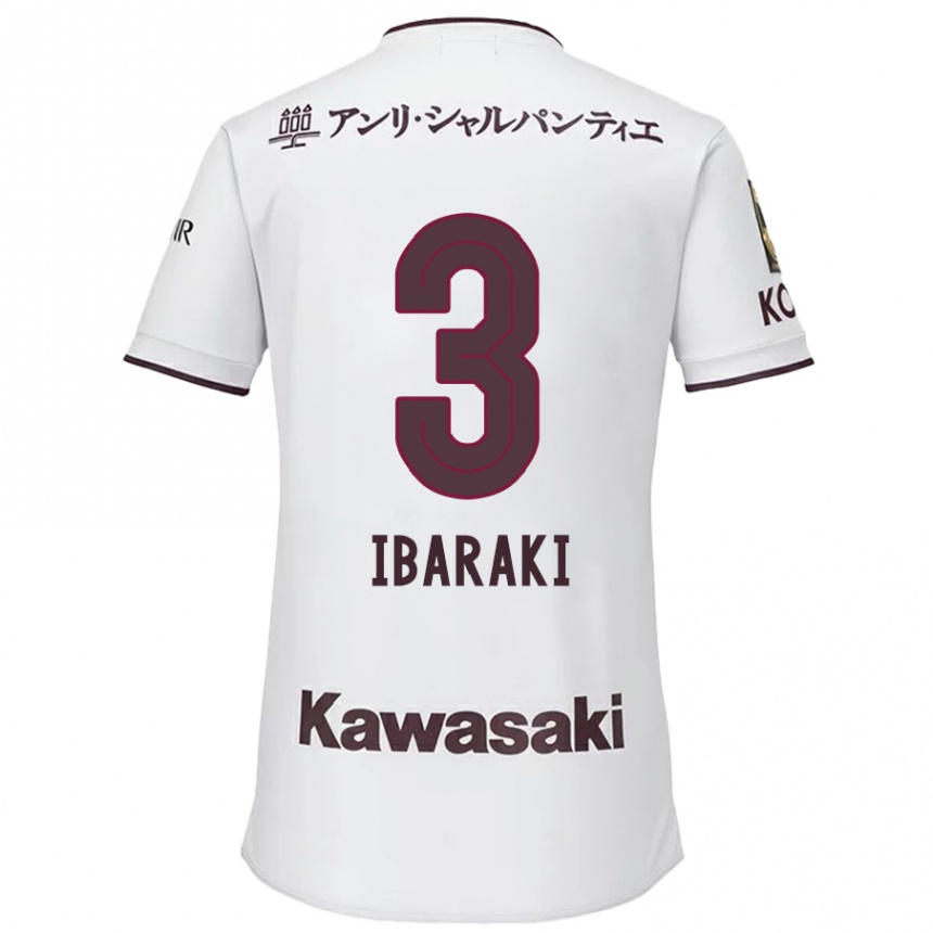 Kids Football Riku Ibaraki #3 White Red Away Jersey 2024/25 T-Shirt Uk