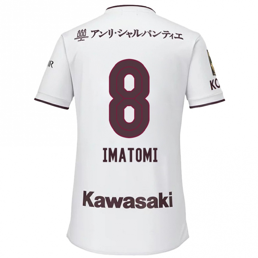 Kids Football Teruya Imatomi #8 White Red Away Jersey 2024/25 T-Shirt Uk