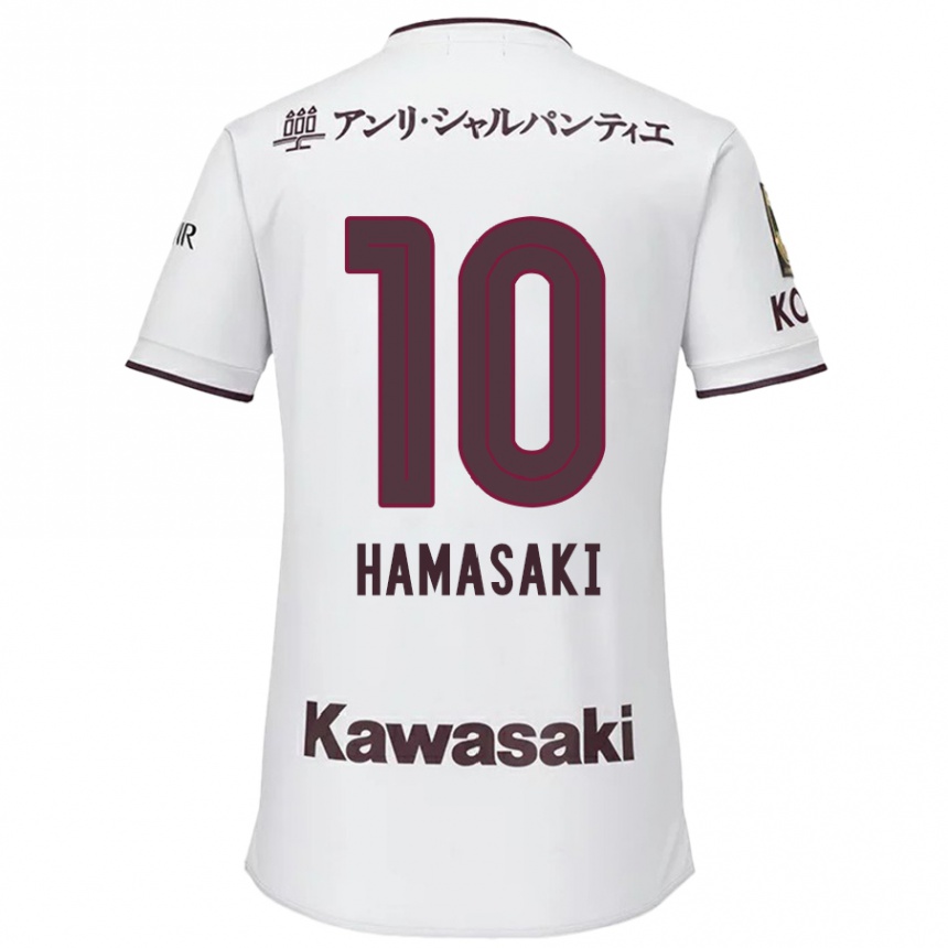 Kids Football Kento Hamasaki #10 White Red Away Jersey 2024/25 T-Shirt Uk