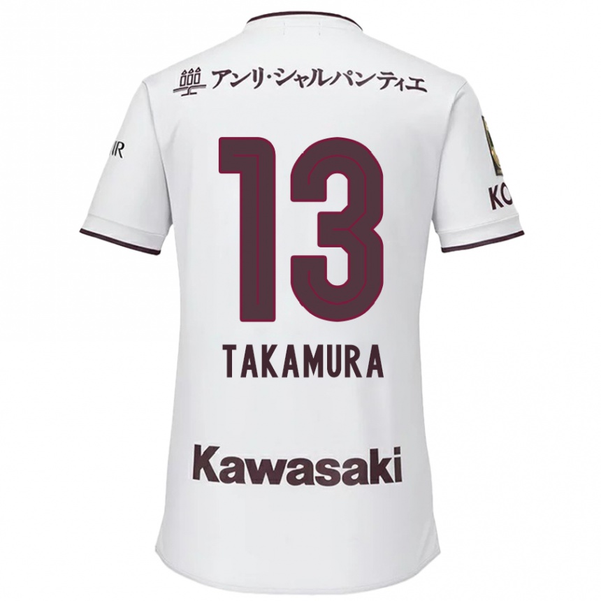 Kids Football Tokiya Takamura #13 White Red Away Jersey 2024/25 T-Shirt Uk