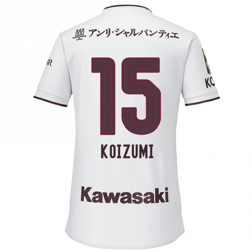 Kids Football Fuga Koizumi #15 White Red Away Jersey 2024/25 T-Shirt Uk