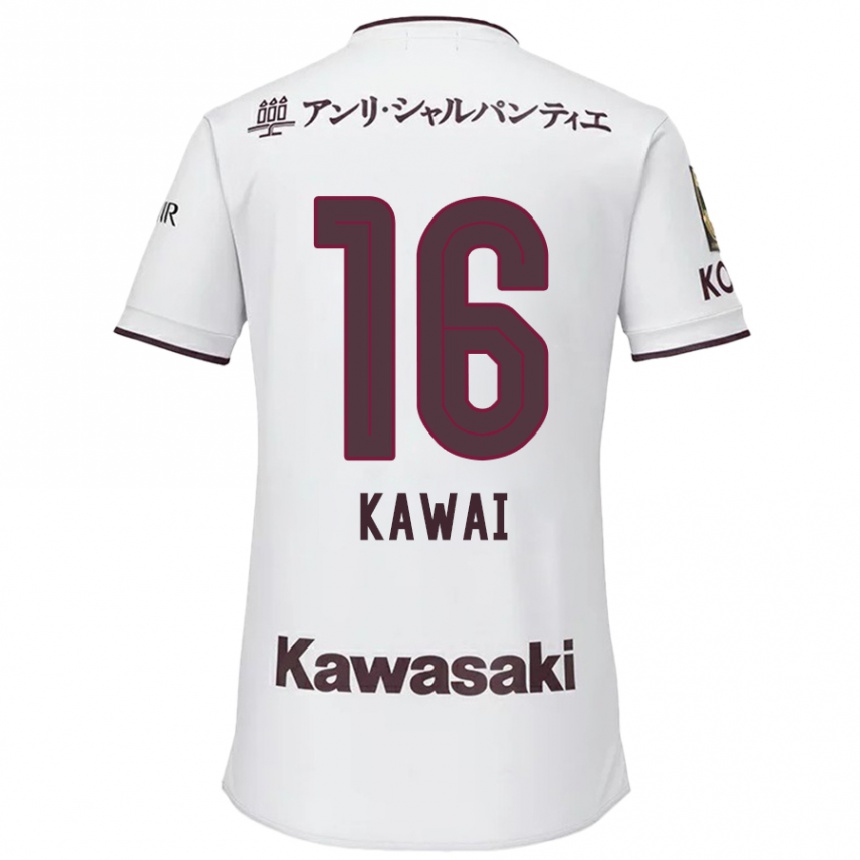 Kids Football Yuka Kawai #16 White Red Away Jersey 2024/25 T-Shirt Uk