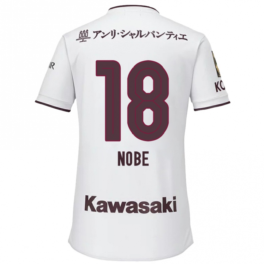 Kids Football Tomohiro Nobe #18 White Red Away Jersey 2024/25 T-Shirt Uk