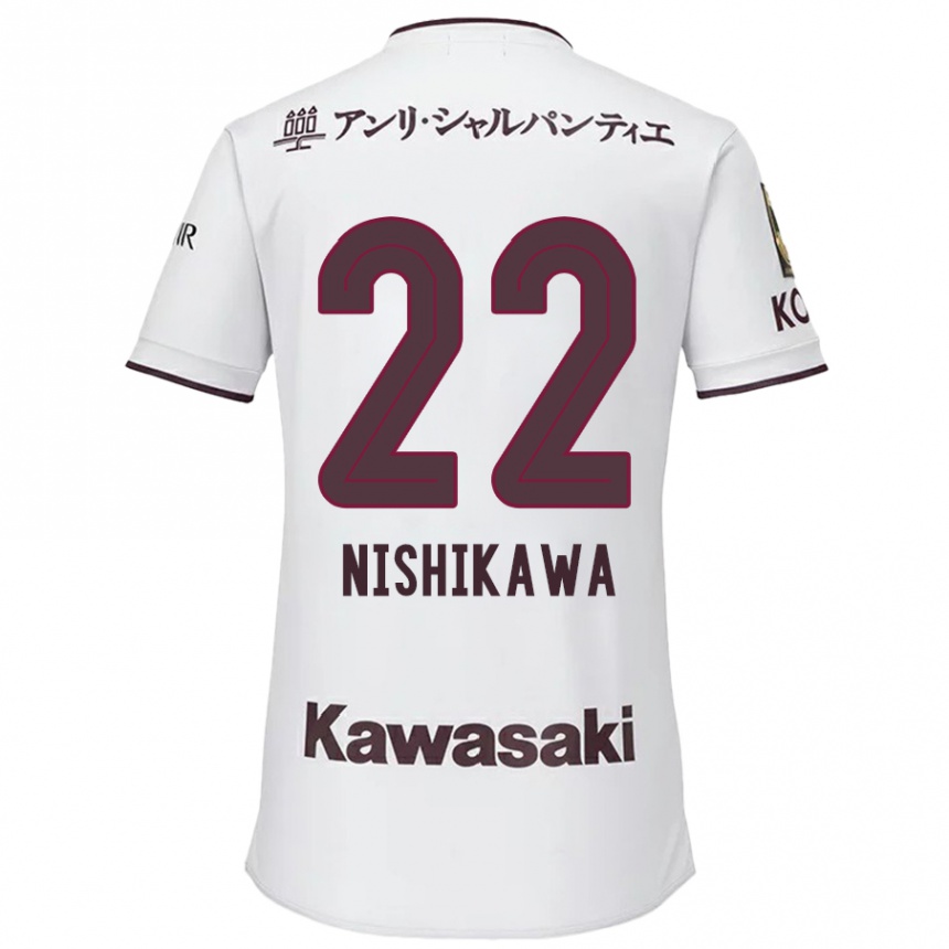 Kids Football Aiku Nishikawa #22 White Red Away Jersey 2024/25 T-Shirt Uk