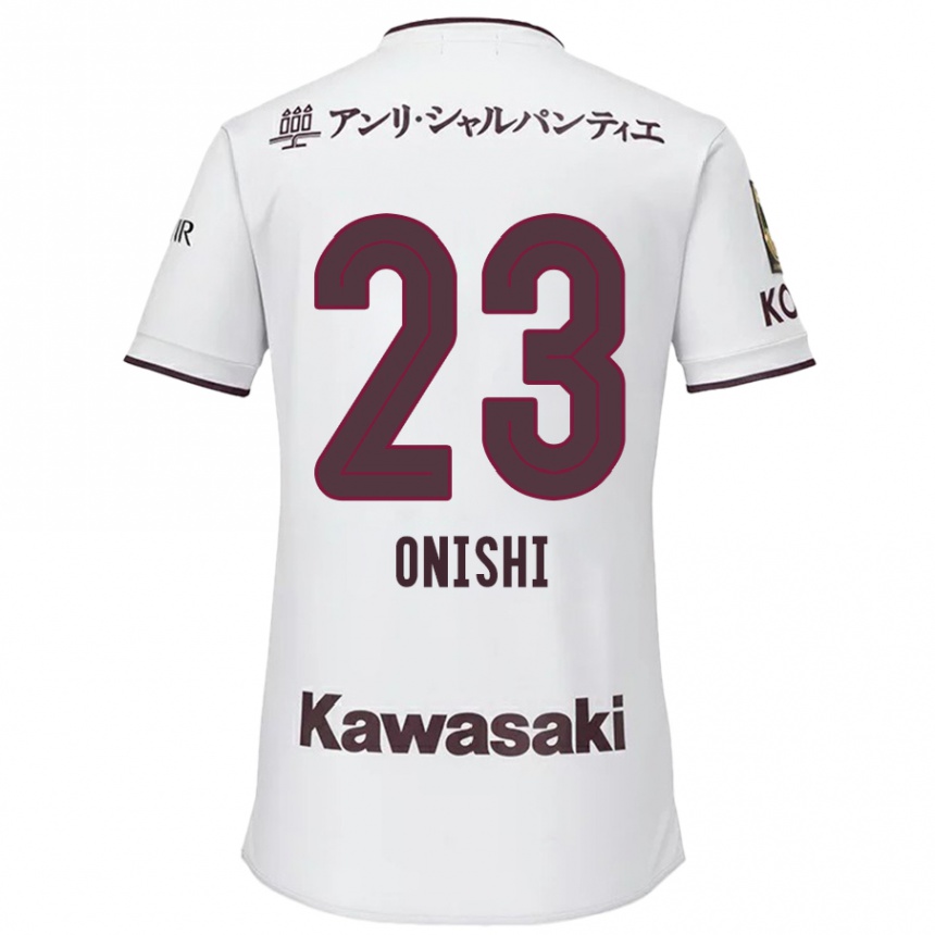 Kids Football Sota Onishi #23 White Red Away Jersey 2024/25 T-Shirt Uk