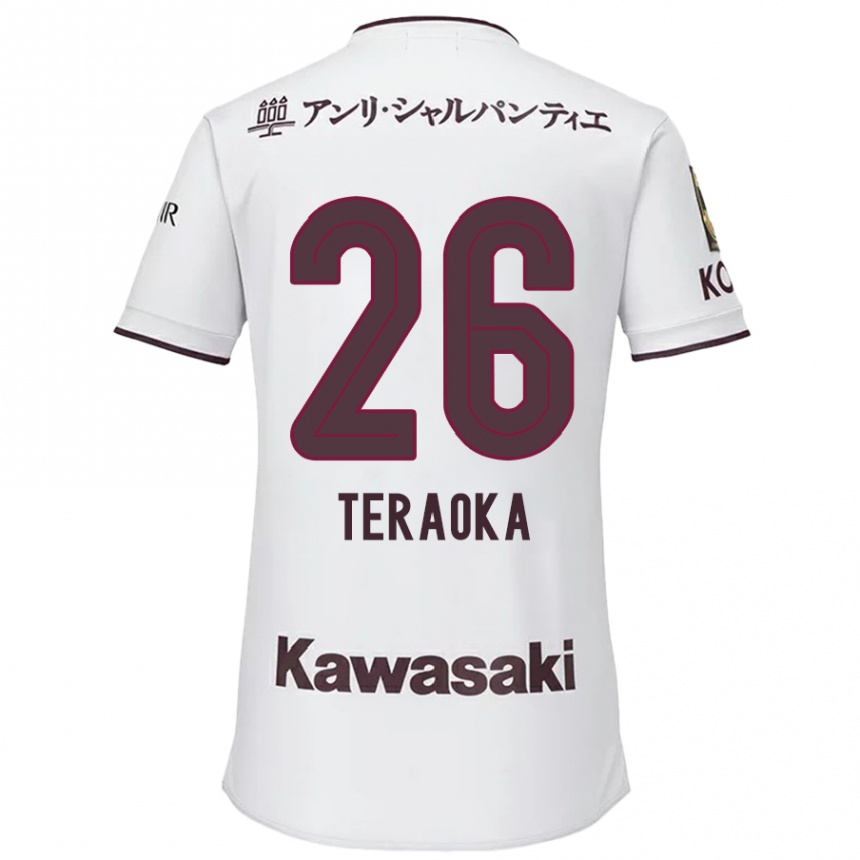 Kids Football Yuma Teraoka #26 White Red Away Jersey 2024/25 T-Shirt Uk