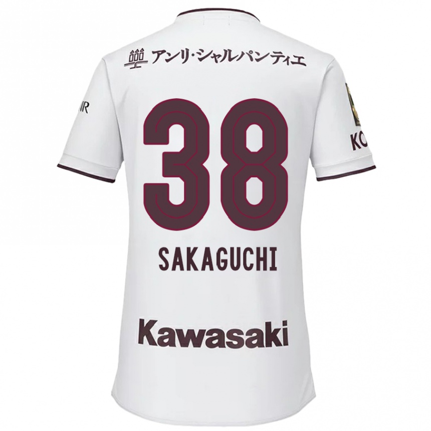 Kids Football Yuki Sakaguchi #38 White Red Away Jersey 2024/25 T-Shirt Uk