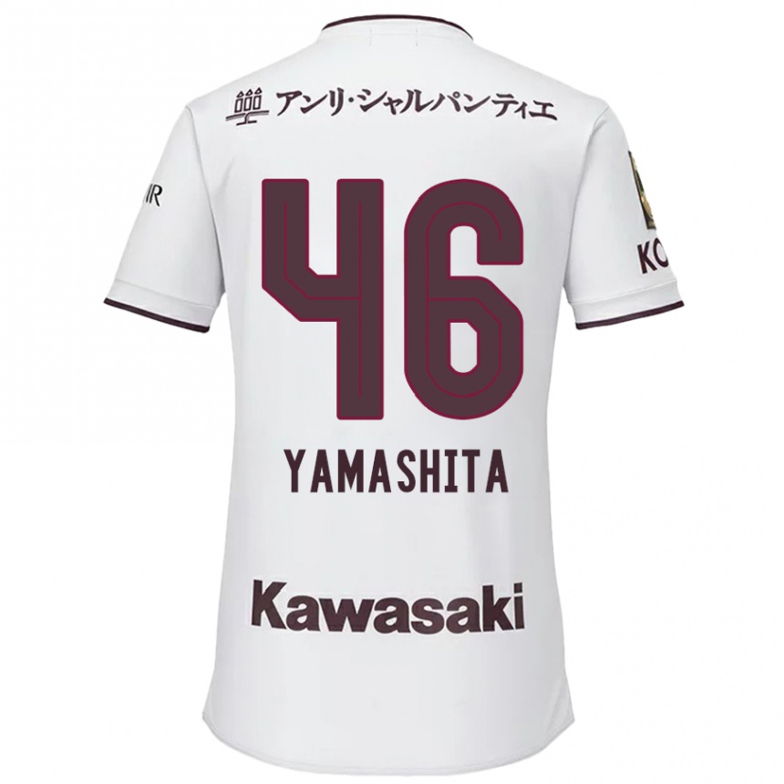 Kids Football Hiroto Yamashita #46 White Red Away Jersey 2024/25 T-Shirt Uk