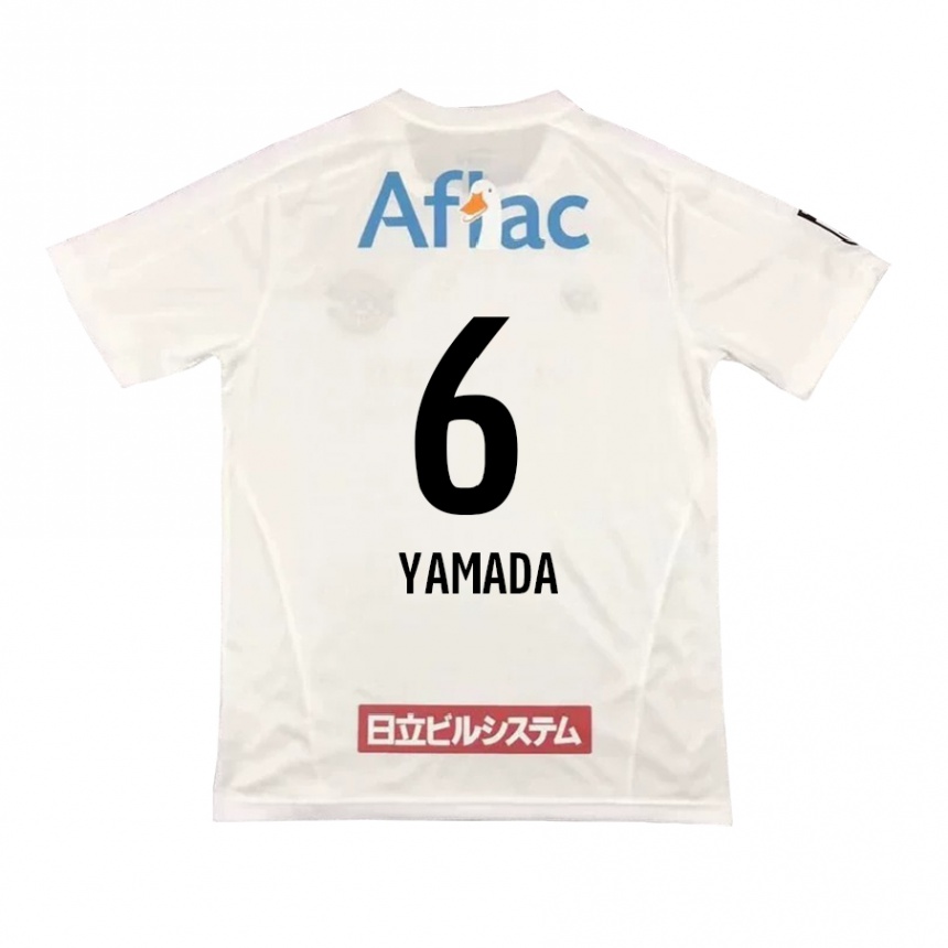 Kids Football Yuto Yamada #6 White Black Away Jersey 2024/25 T-Shirt Uk