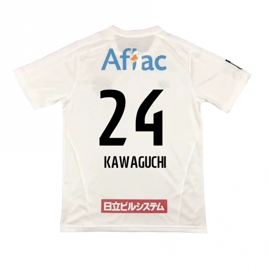 Kids Football Naoki Kawaguchi #24 White Black Away Jersey 2024/25 T-Shirt Uk