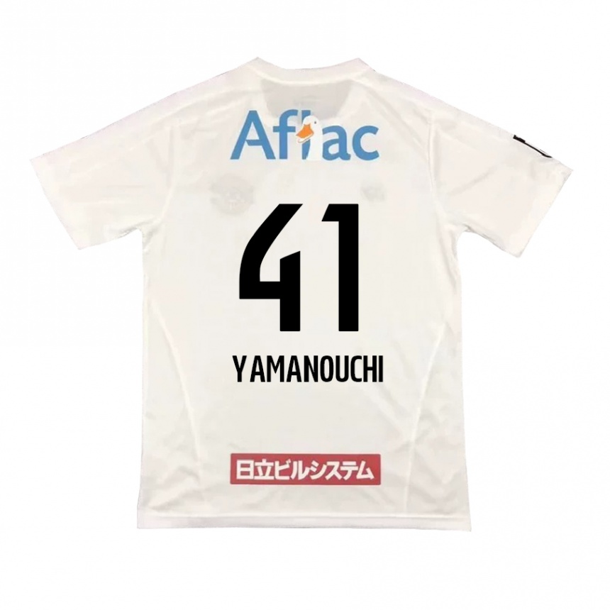 Kids Football Yusei Yamanouchi #41 White Black Away Jersey 2024/25 T-Shirt Uk