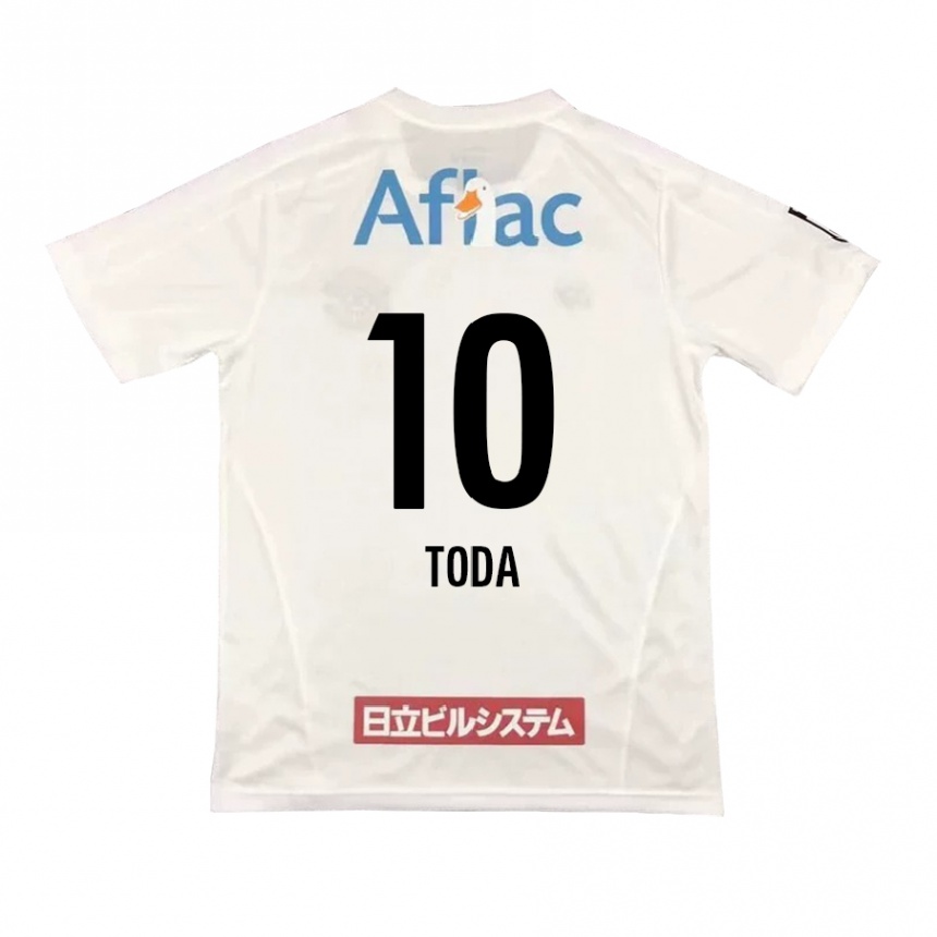 Kids Football Masato Toda #10 White Black Away Jersey 2024/25 T-Shirt Uk