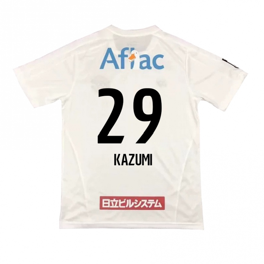 Kids Football Takuto Kazumi #29 White Black Away Jersey 2024/25 T-Shirt Uk