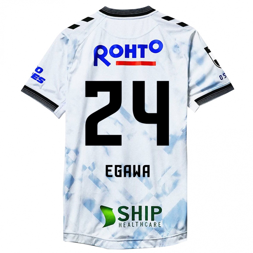 Kids Football Yusei Egawa #24 White Black Away Jersey 2024/25 T-Shirt Uk